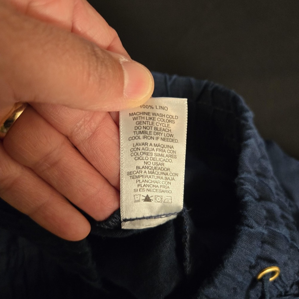 Company Ellen Tracy Pants Womens Medium Blue 100% Linen Jogger Elastic Waist - Picture 6 of 11